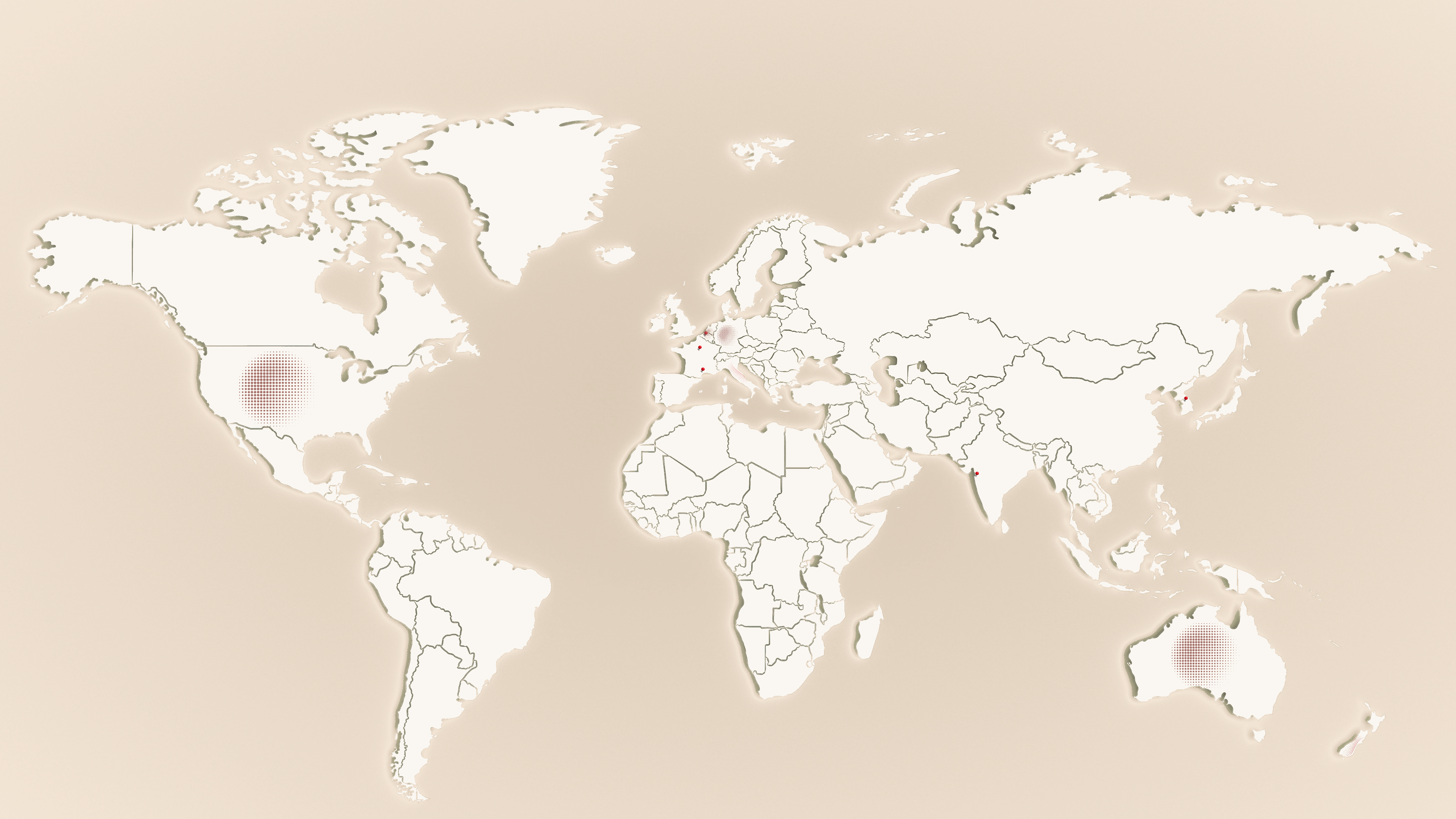 World map of cities where Sai has worked